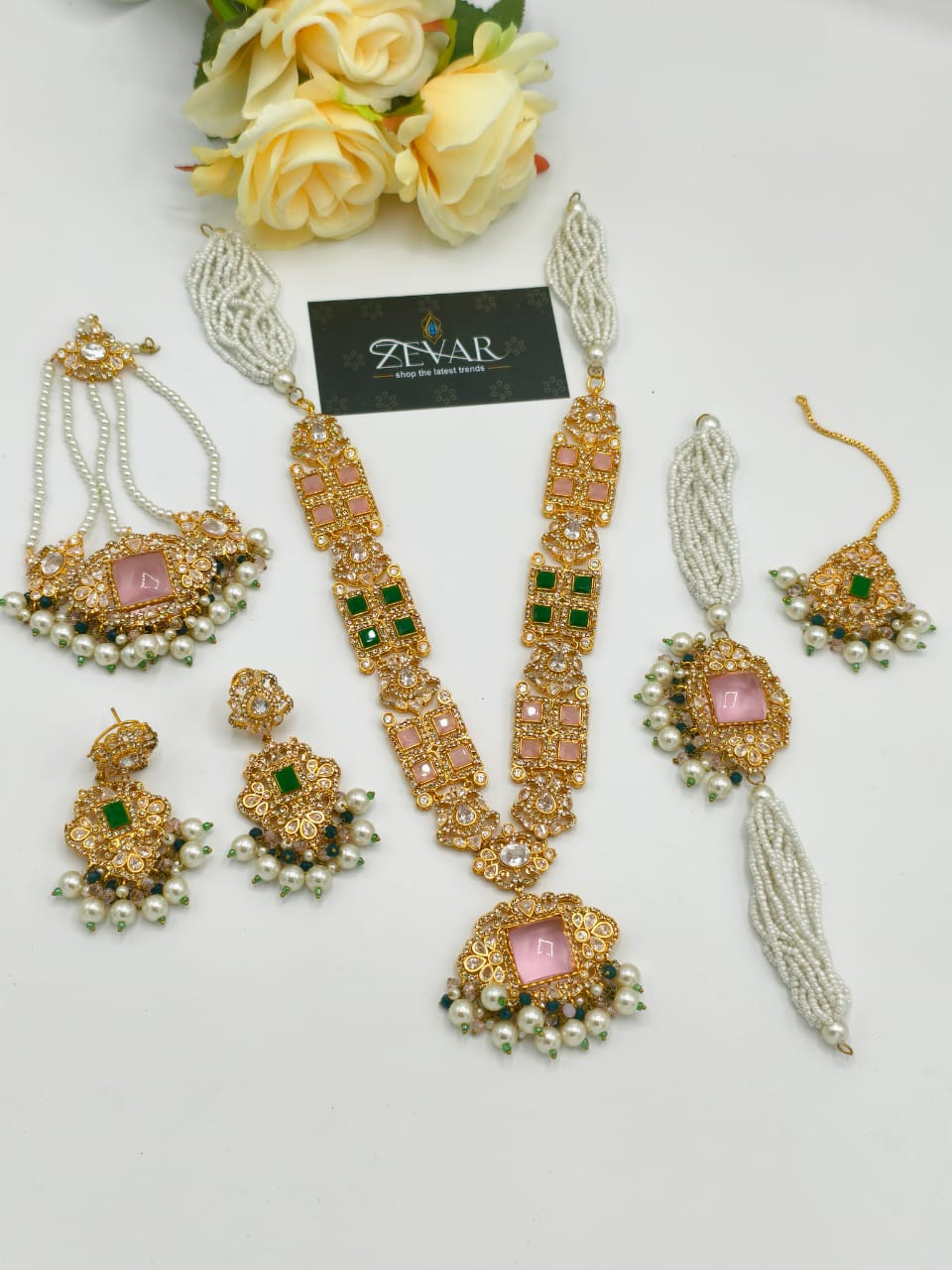 Elegant Artificial Pearl & Stone Jewelry Set