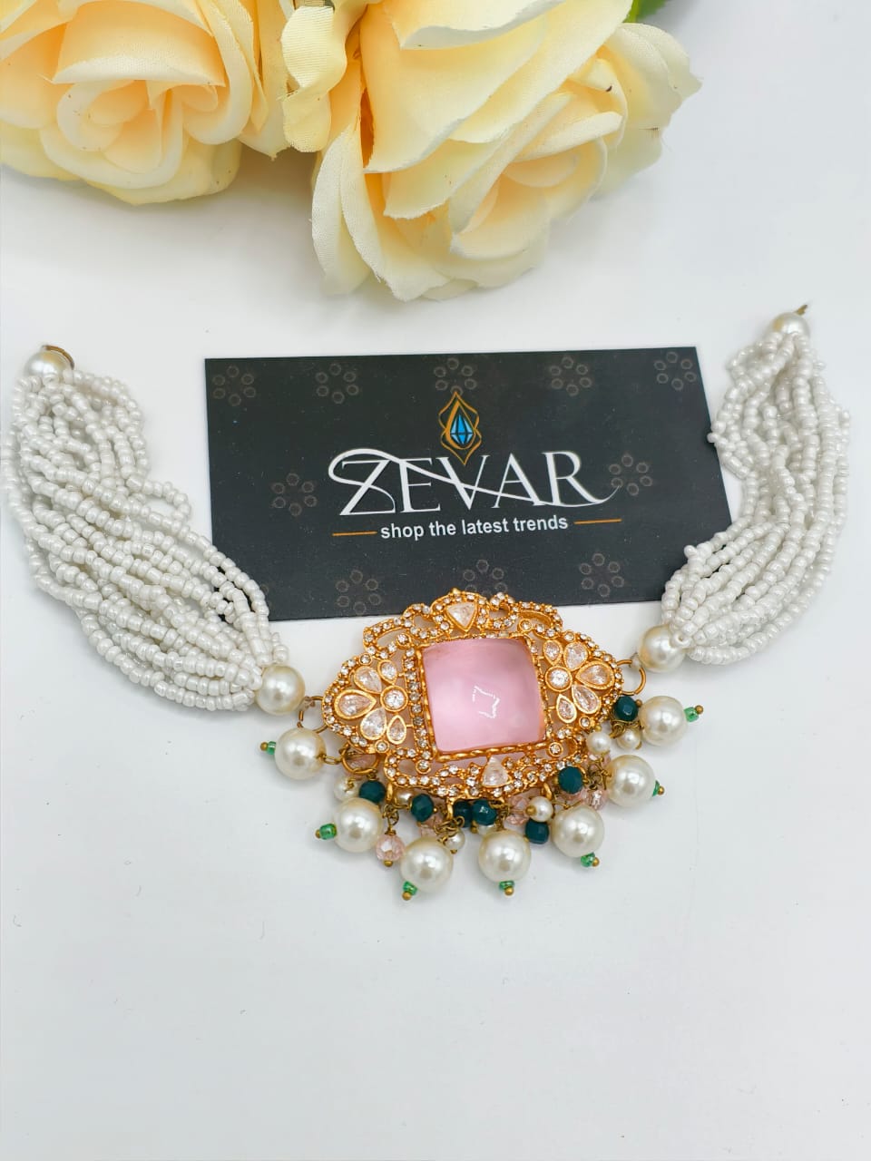 Elegant Artificial Pearl & Stone Jewelry Set