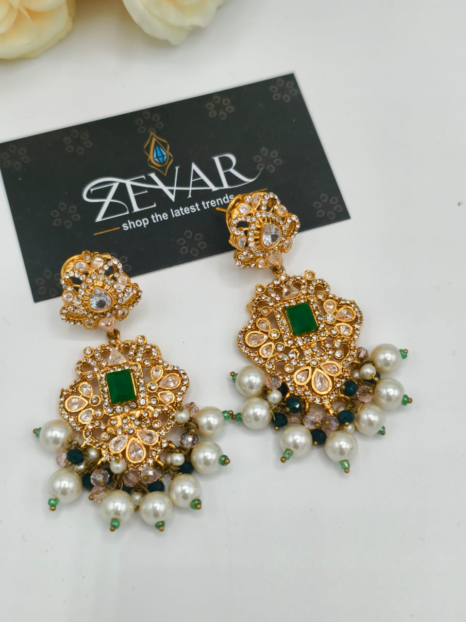 Elegant Artificial Pearl & Stone Jewelry Set