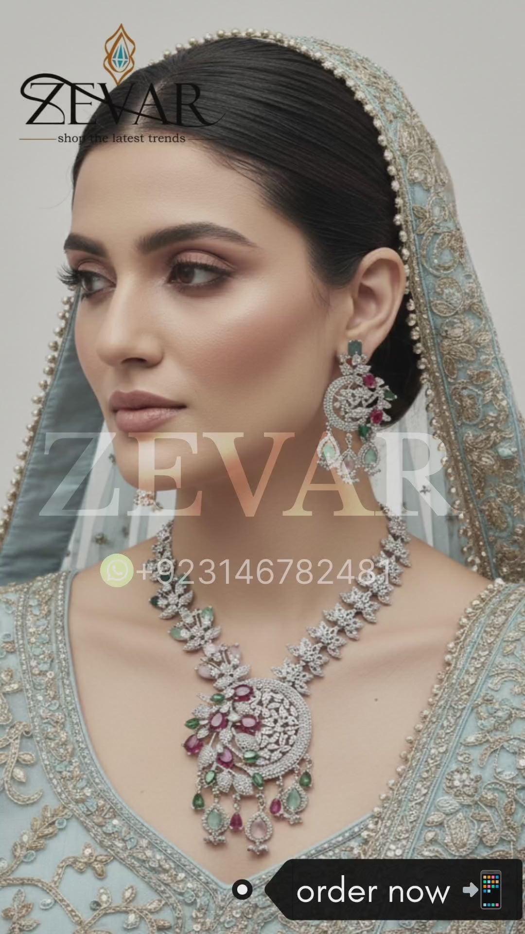 Luxury Zircon Necklace Set with Earrings – Valima, Party & Festive Wear