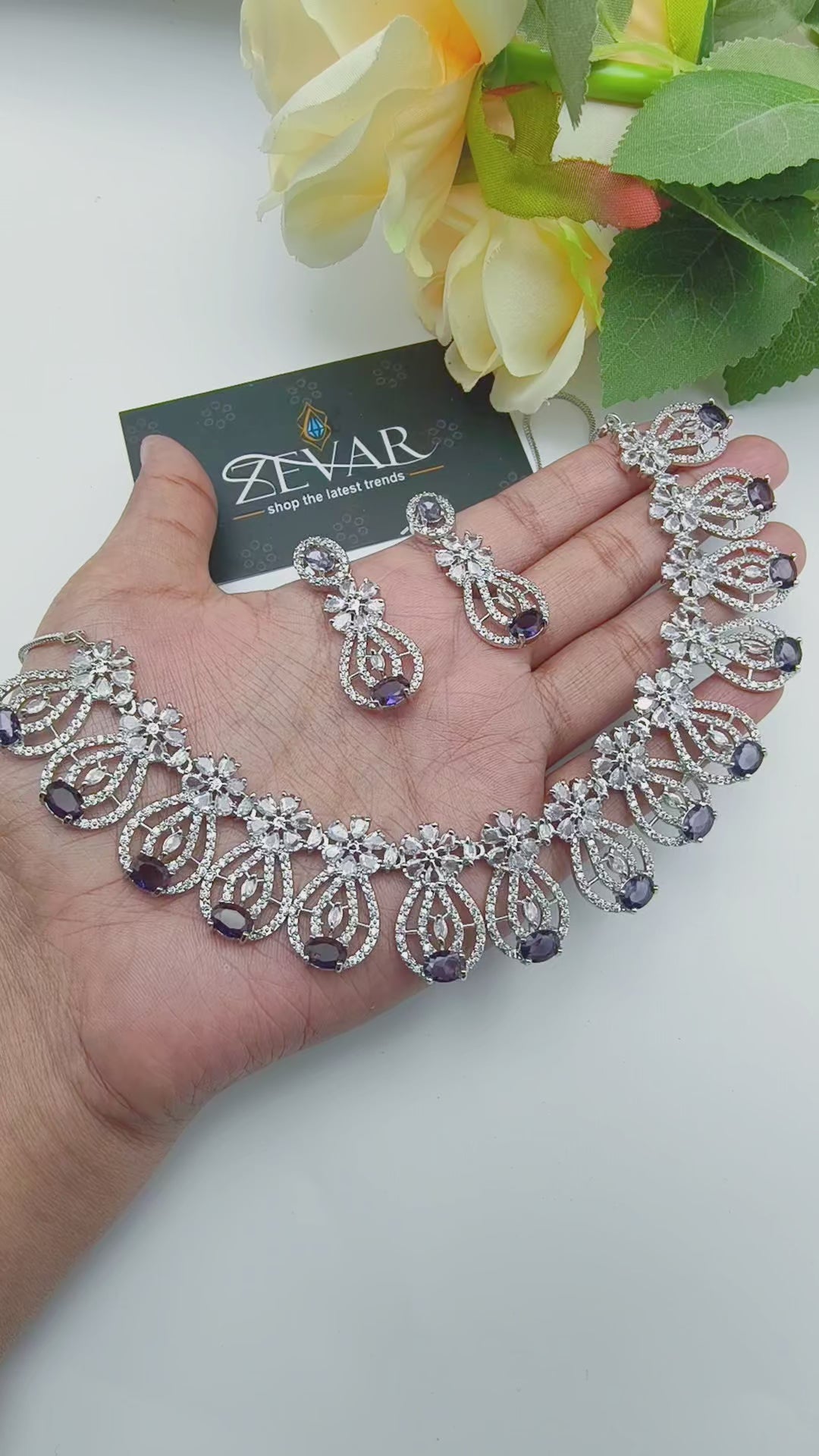 Luxury AD Zircon Necklace Set with Earrings – Elegant Party & Wedding Jewelry for Special Occasions