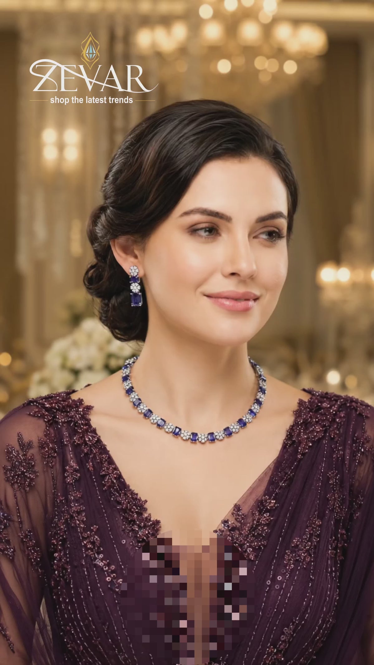Celestia AD Zircon Sleek Necklace Set