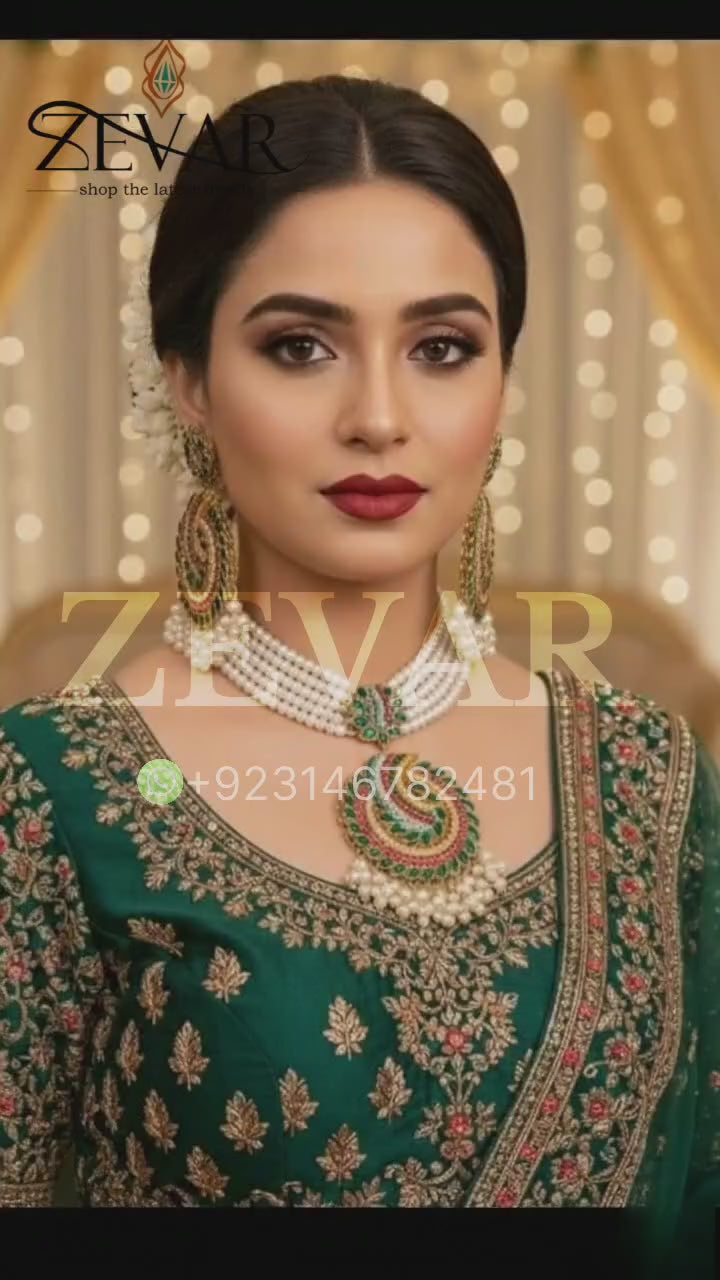 Nauratan Choker Set & Earrings | Wedding & Party Jewelry
