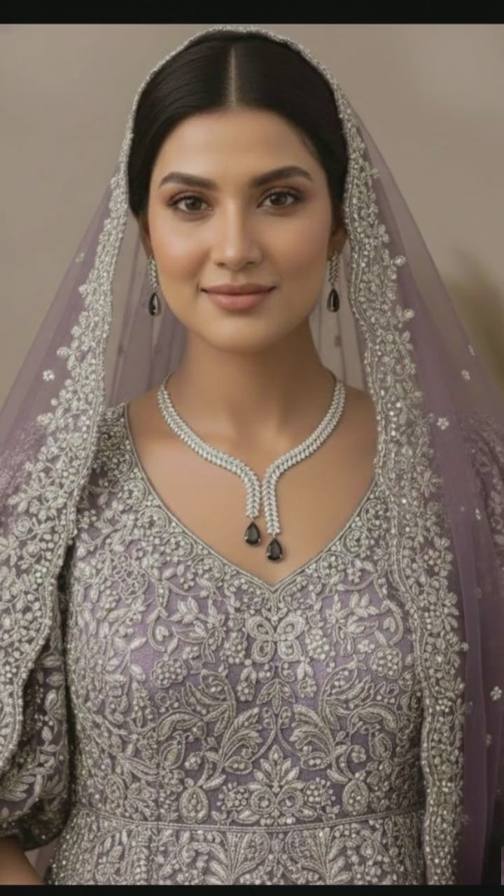 Elegant  Zircon Jewelry Set – Necklace & Earrings | Perfect for Weddings & Parties