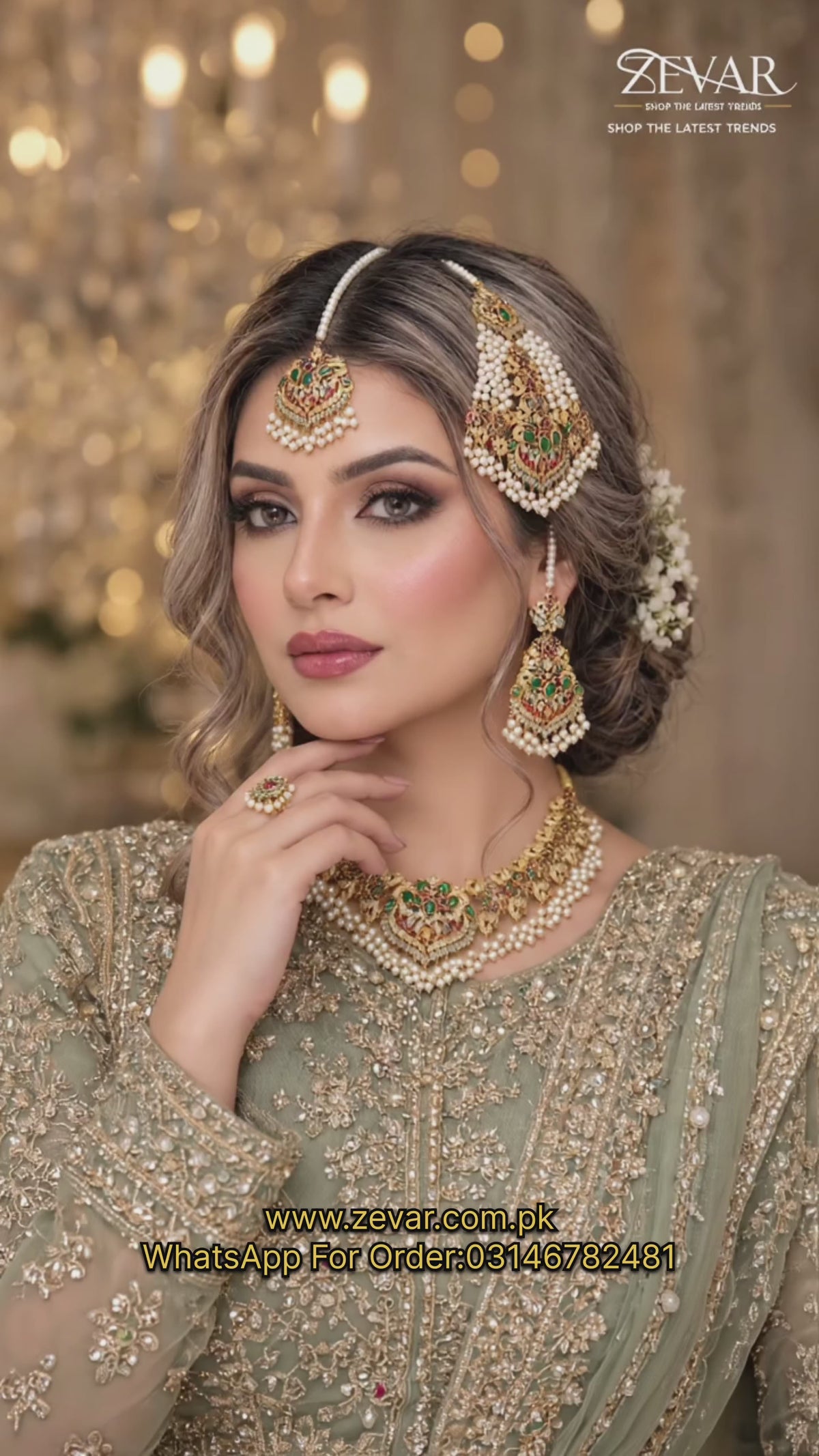 BEAUTIFUL NAURATAN BRIDAL JEWELLERY SET