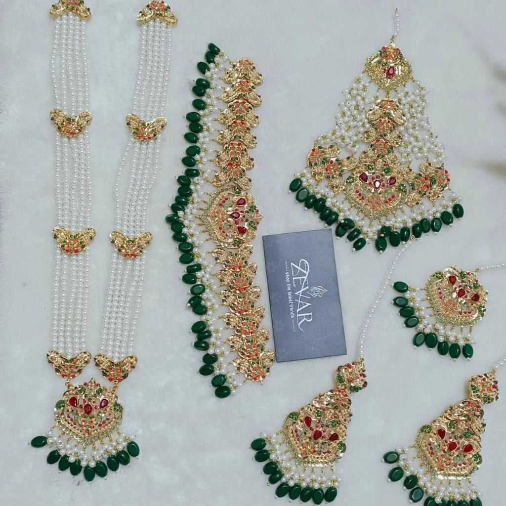 Royal Navratna Multi-Color Complete Bridal Jewelry Set  ✨