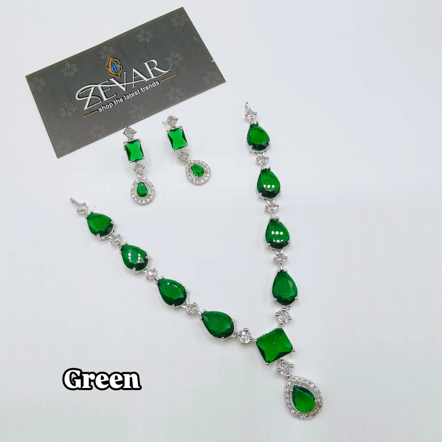 Elegant AD Zircon Necklace Set with Matching Earrings – Luxury Designer Jewelry for Wedding & Party