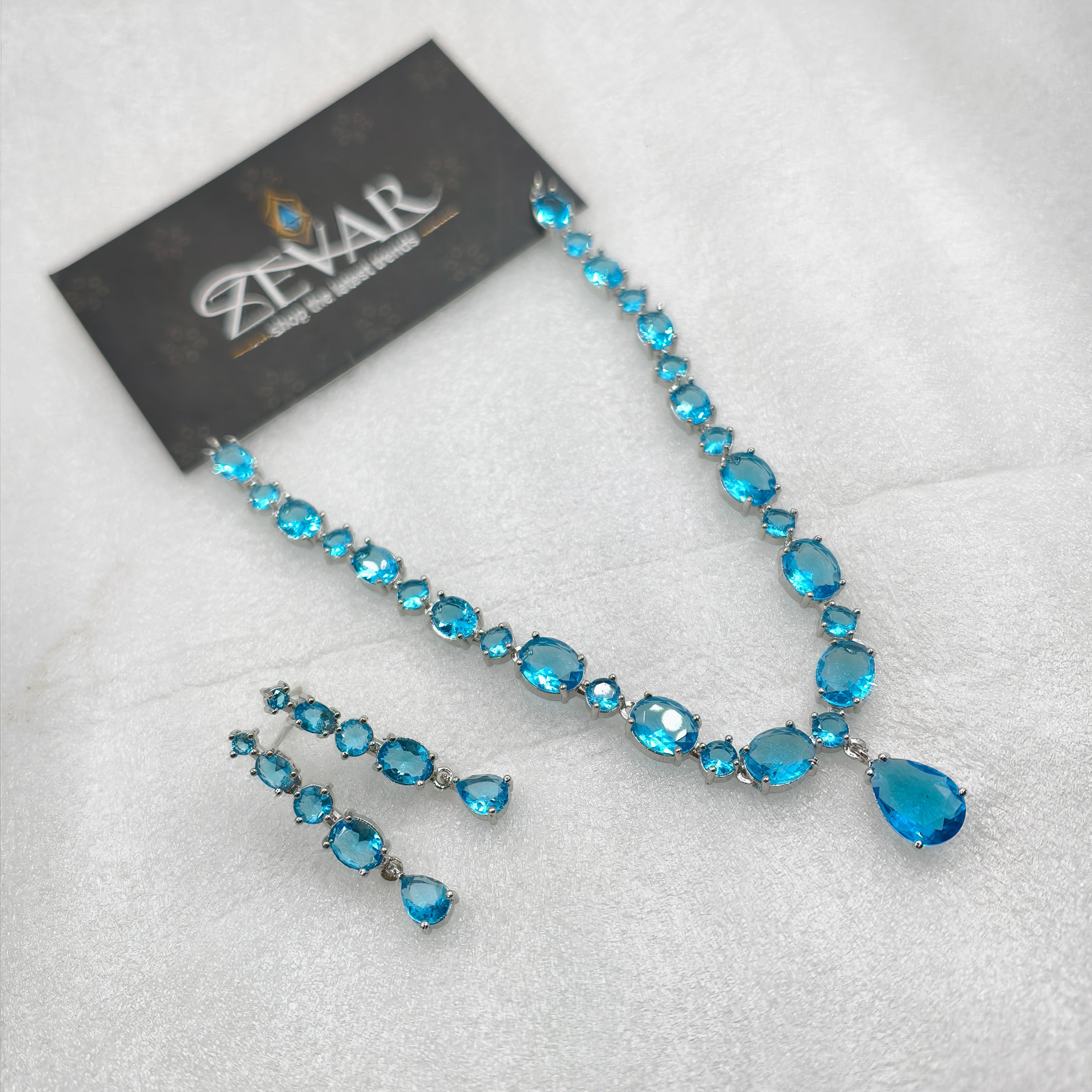 Luxury AD Zircon Stone Party Wear Jewelry Set for Women – Premium Sparkling Necklace Set with Earrings