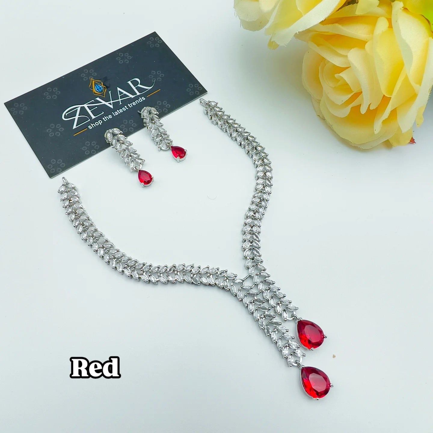 Elegant  Zircon Jewelry Set – Necklace & Earrings | Perfect for Weddings & Parties