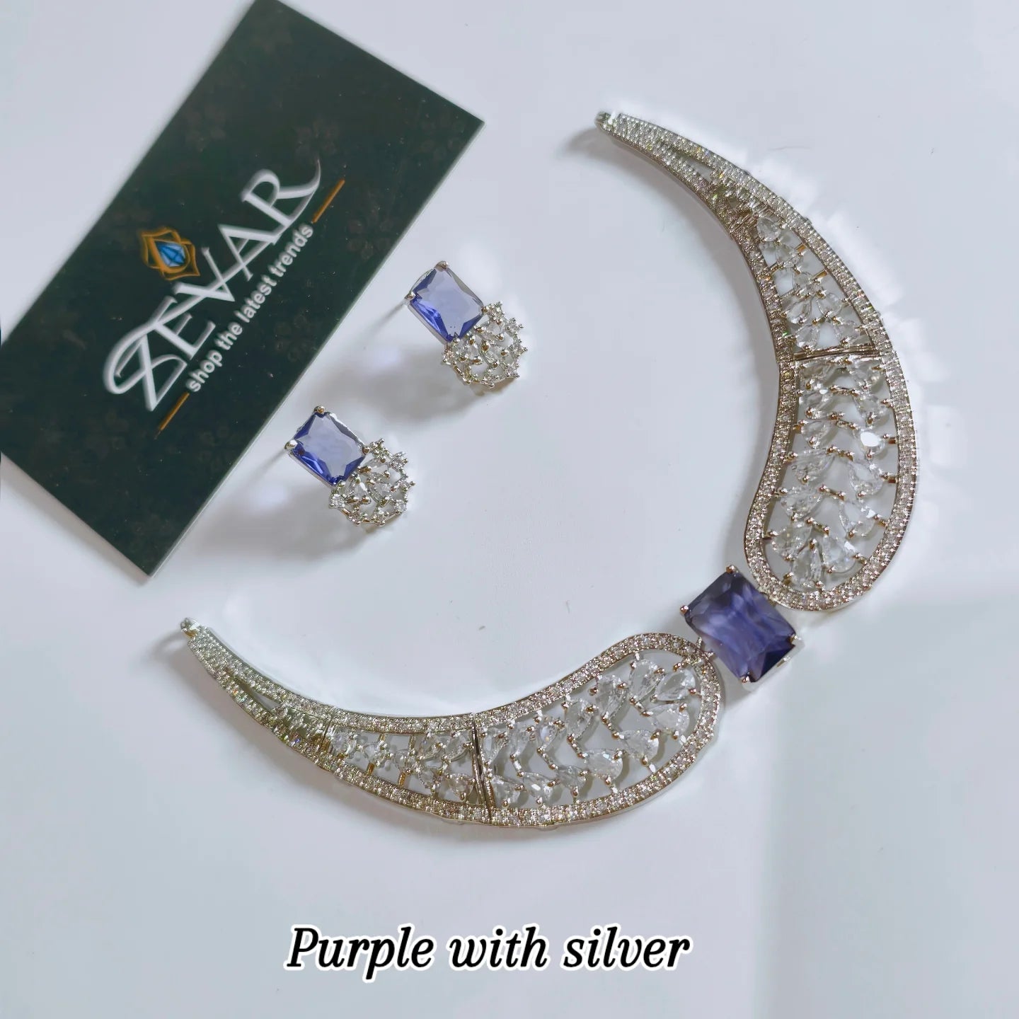 Elegant Butterfly AD Zircon Necklace Set with Matching Earrings | Luxury Silver Plated Party & Wedding Jewelry