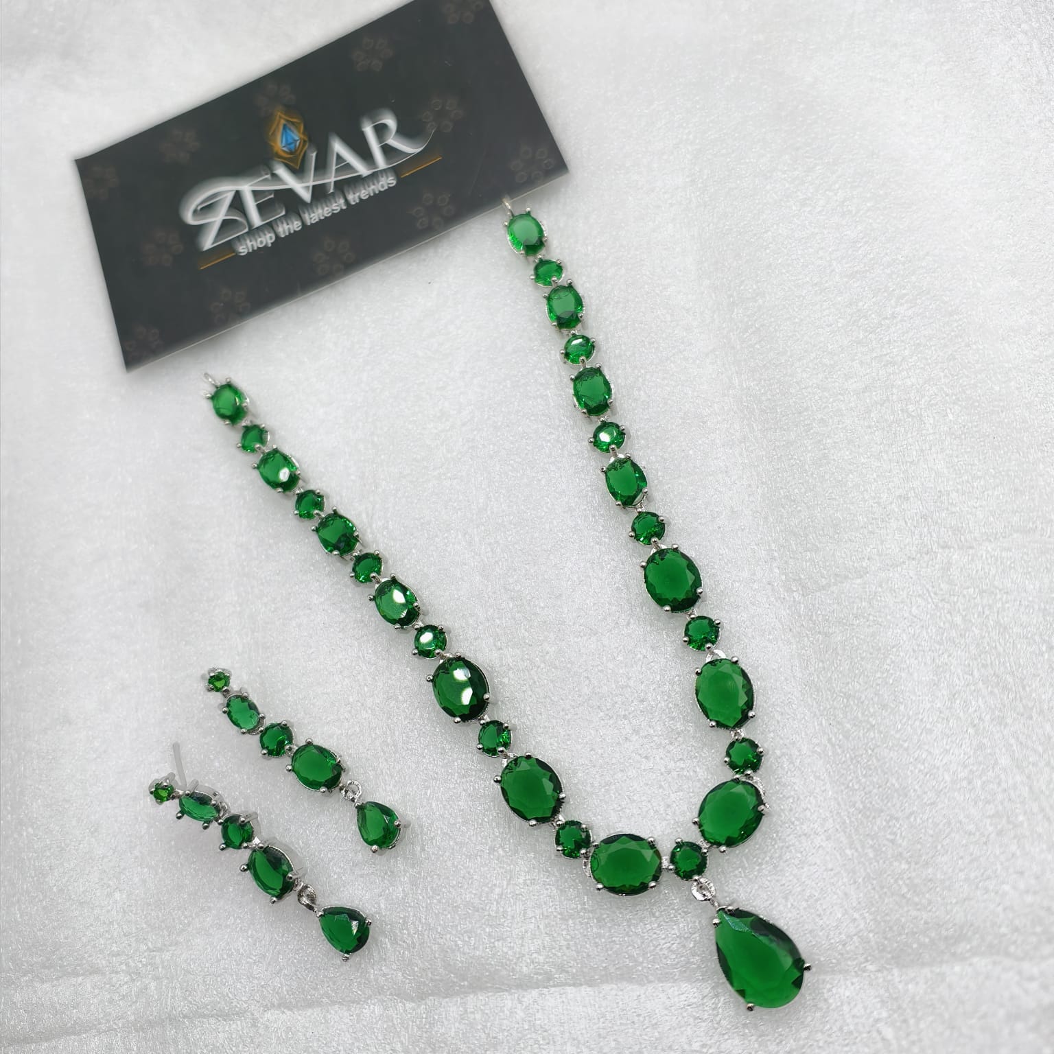 Luxury AD Zircon Stone Party Wear Jewelry Set for Women – Premium Sparkling Necklace Set with Earrings
