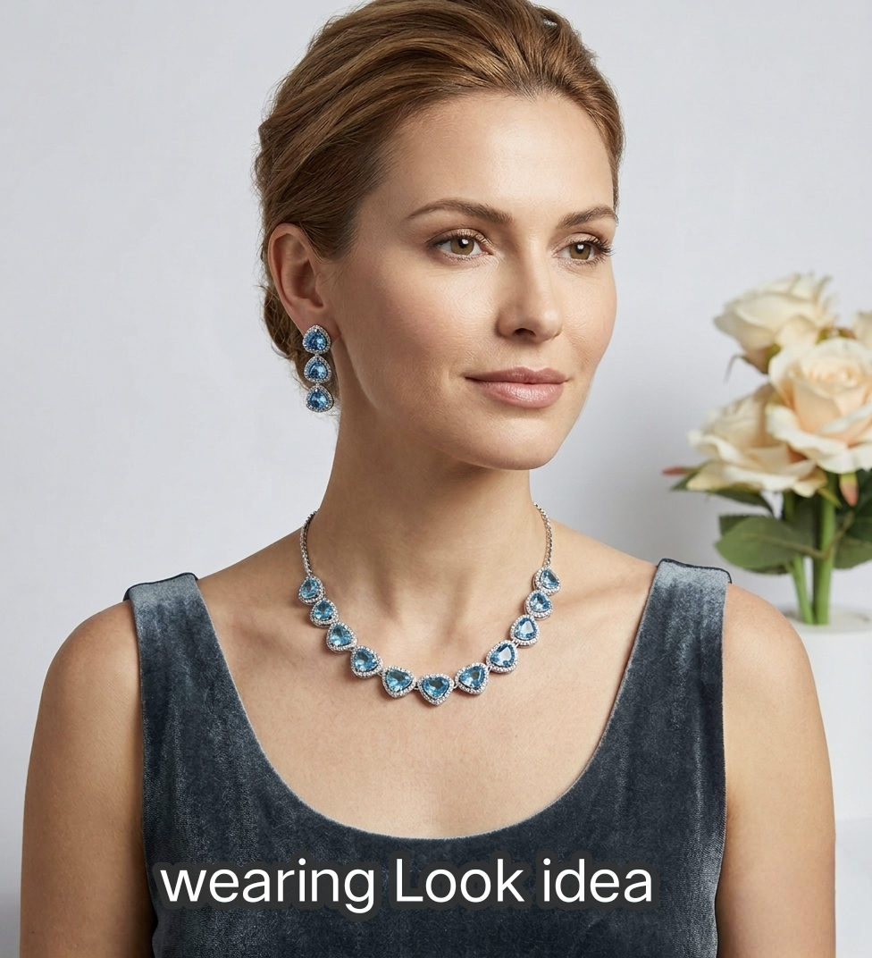 Luxury AD Zircon Necklace Set with Earrings – Elegant Eid & Party Jewelry