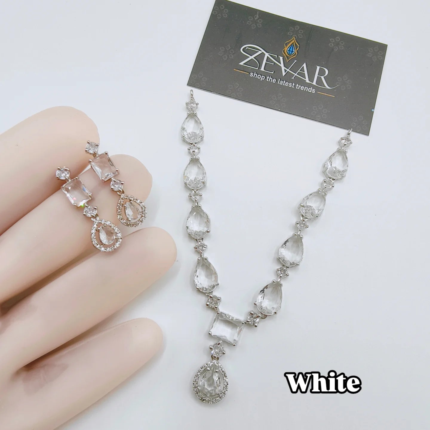Elegant AD Zircon Necklace Set with Matching Earrings – Luxury Designer Jewelry for Wedding & Party