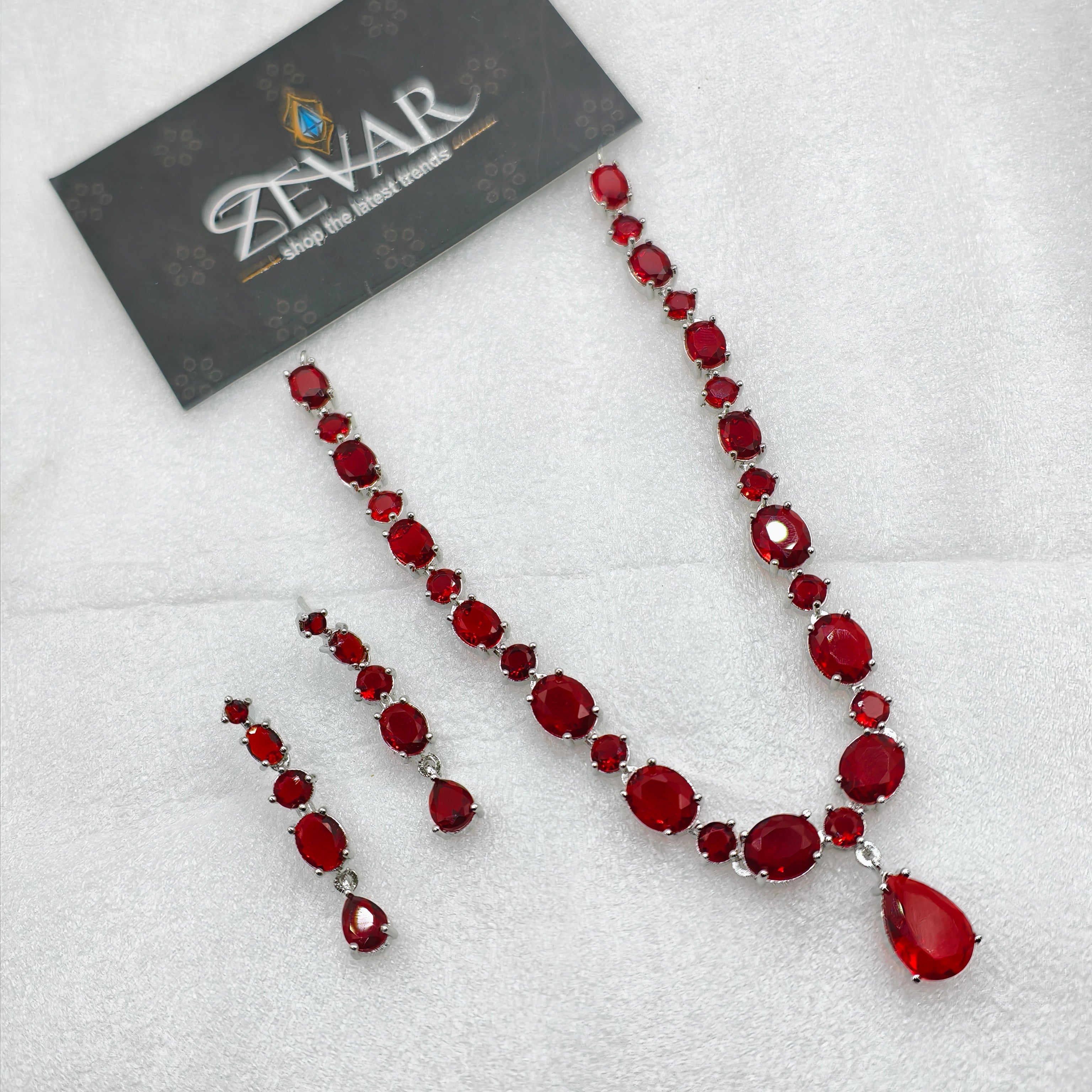 Luxury AD Zircon Stone Party Wear Jewelry Set for Women – Premium Sparkling Necklace Set with Earrings