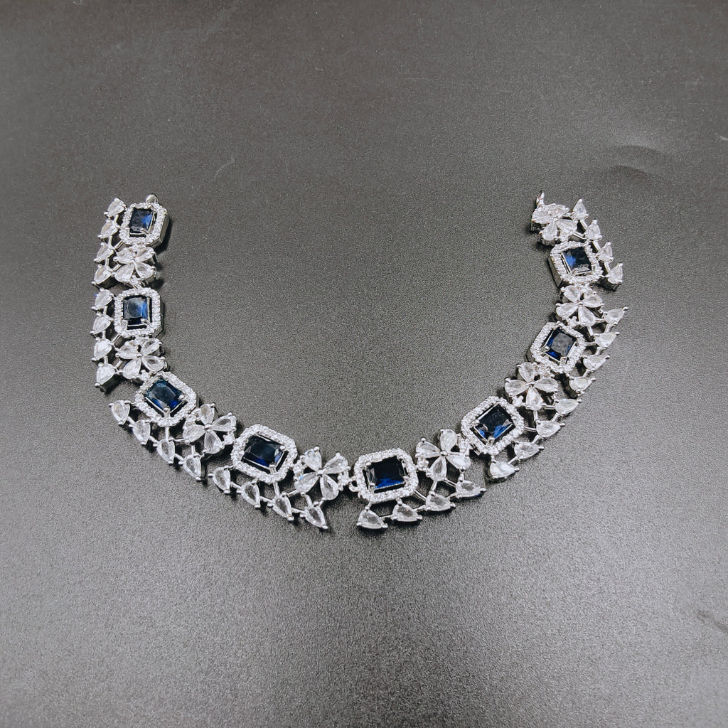 Luxury AD Zircon Designer Jewelry Set with Necklace, Earrings & Mangtika – Bridal Wedding & Party Wear