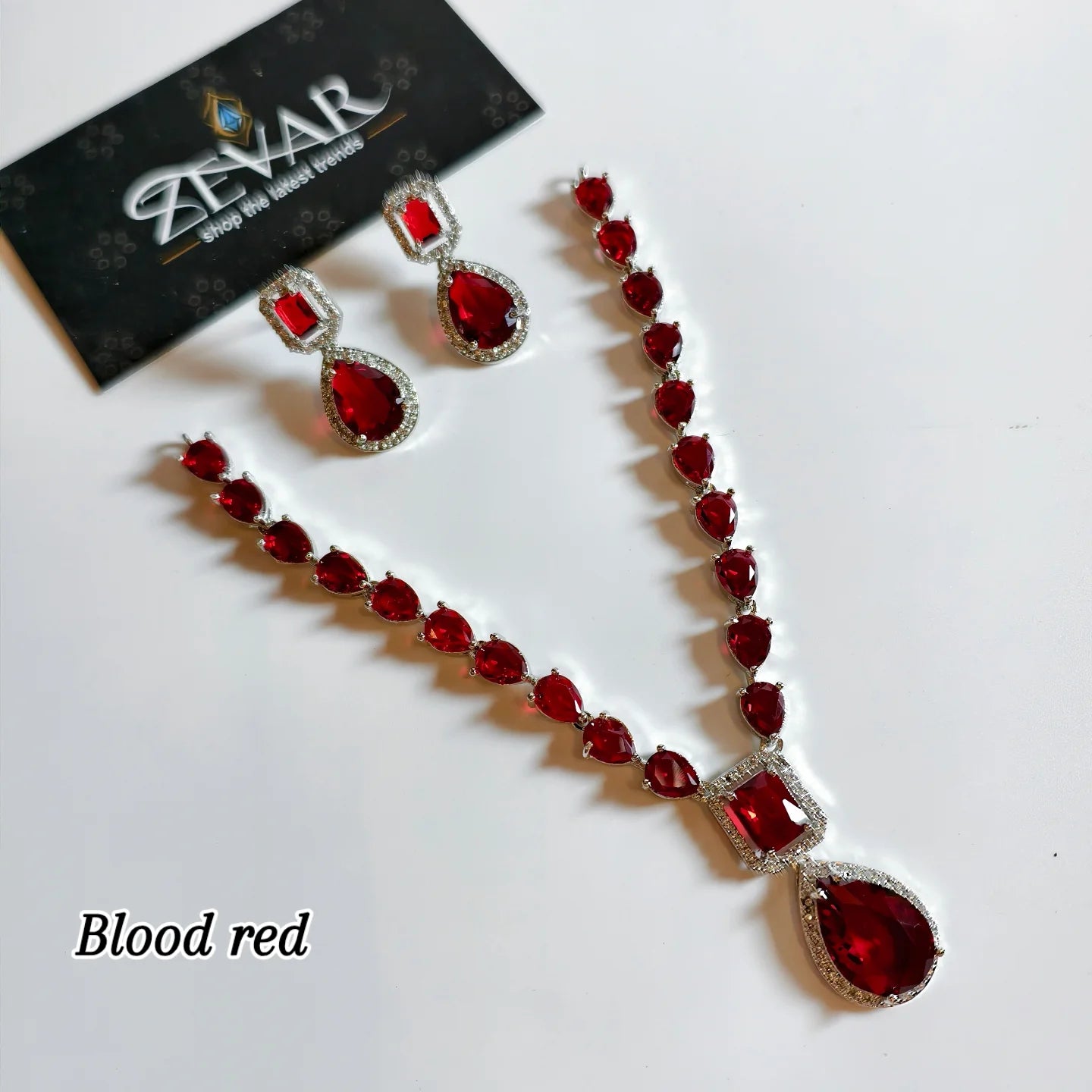 Elegant AD Zircon Sleek Necklace Set with Matching Earrings – Luxury Party Wear Jewelry
