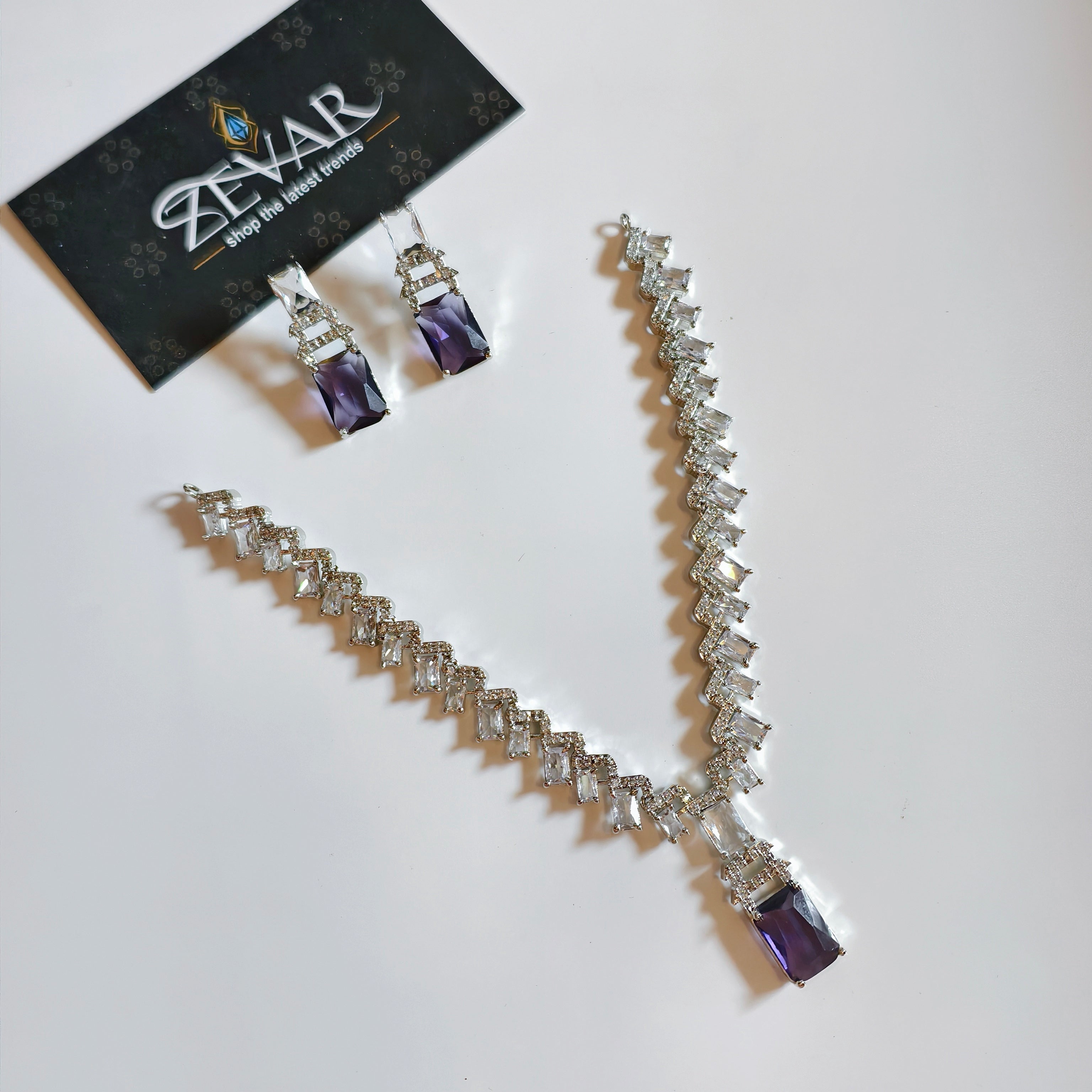 Delicate Luxury AD Zircon Necklace Set with Earrings – Elegant & Lightweight Party Wear Jewelry