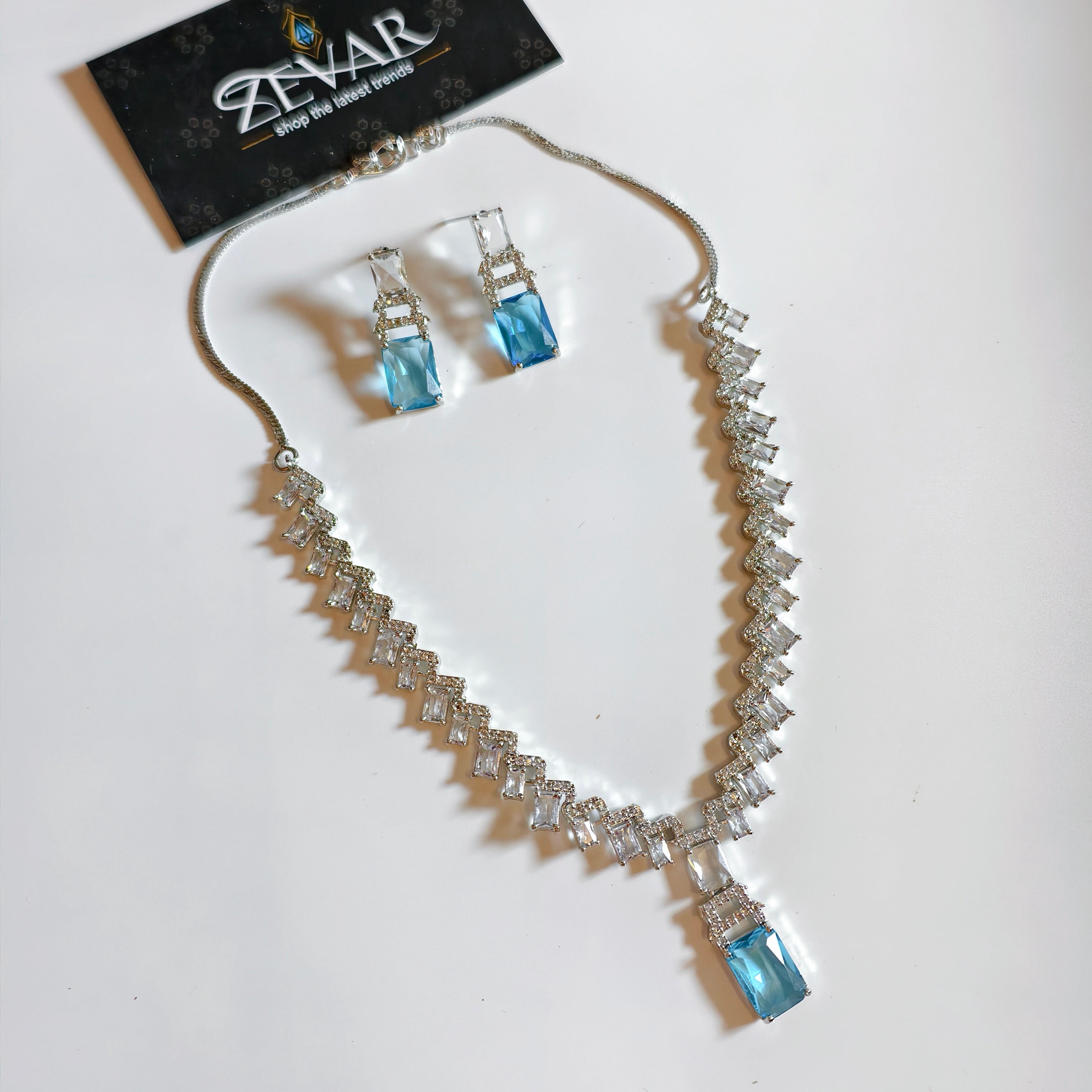 Delicate Luxury AD Zircon Necklace Set with Earrings – Elegant & Lightweight Party Wear Jewelry
