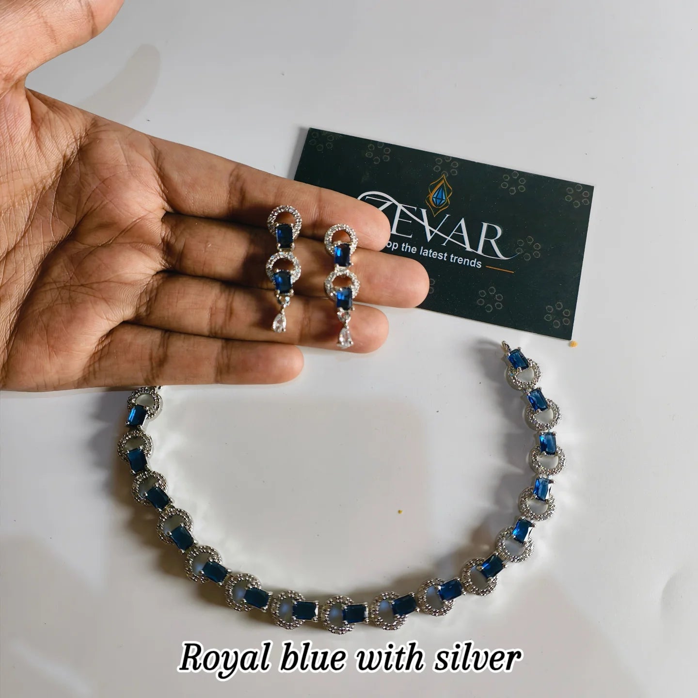 Elegant AD Zircon Necklace Set with Matching Earrings – Sleek & Unique Design | Perfect for Eid, Weddings & Party Wear