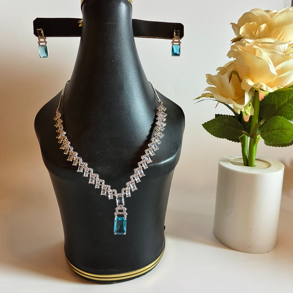 Delicate Luxury AD Zircon Necklace Set with Earrings – Elegant & Lightweight Party Wear Jewelry