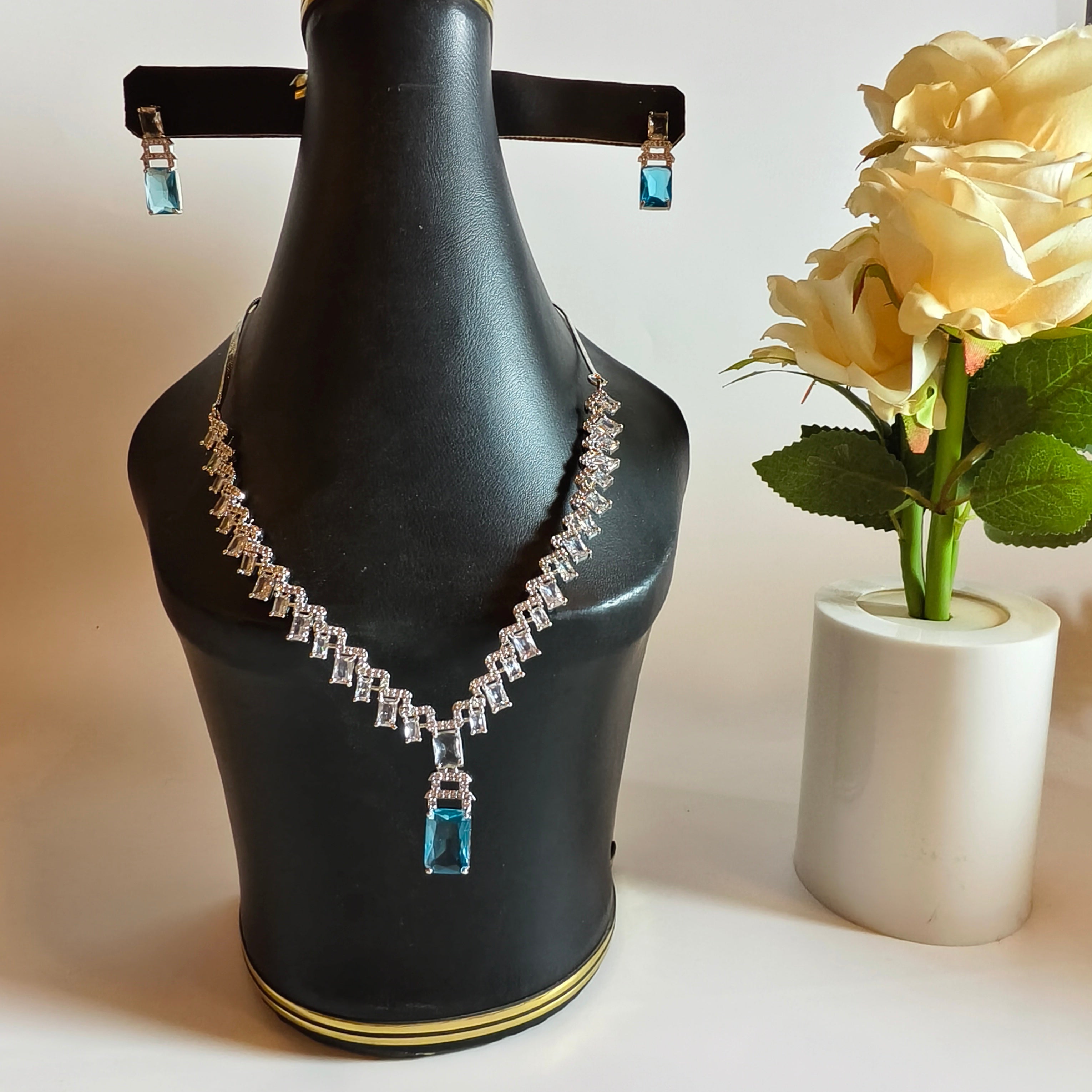 Delicate Luxury AD Zircon Necklace Set with Earrings – Elegant & Lightweight Party Wear Jewelry