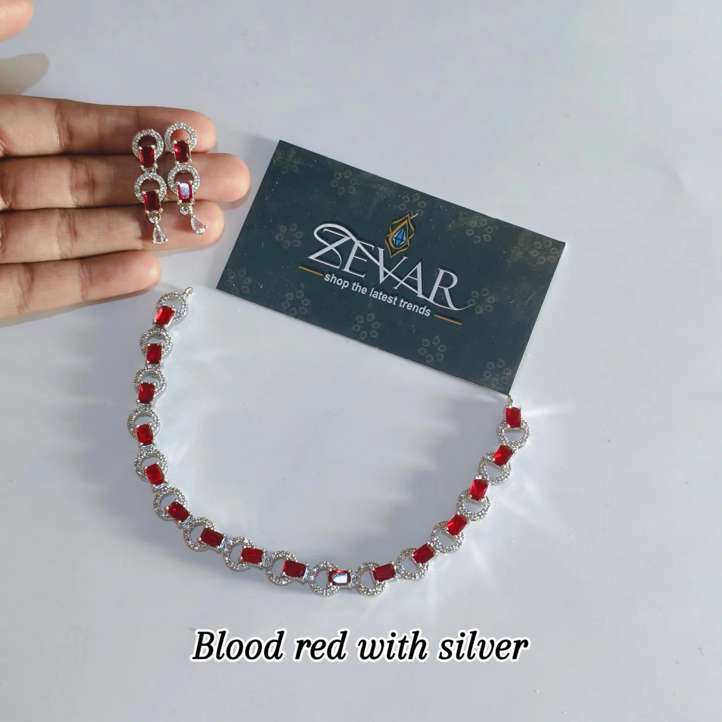 Elegant AD Zircon Necklace Set with Matching Earrings – Sleek & Unique Design | Perfect for Eid, Weddings & Party Wear