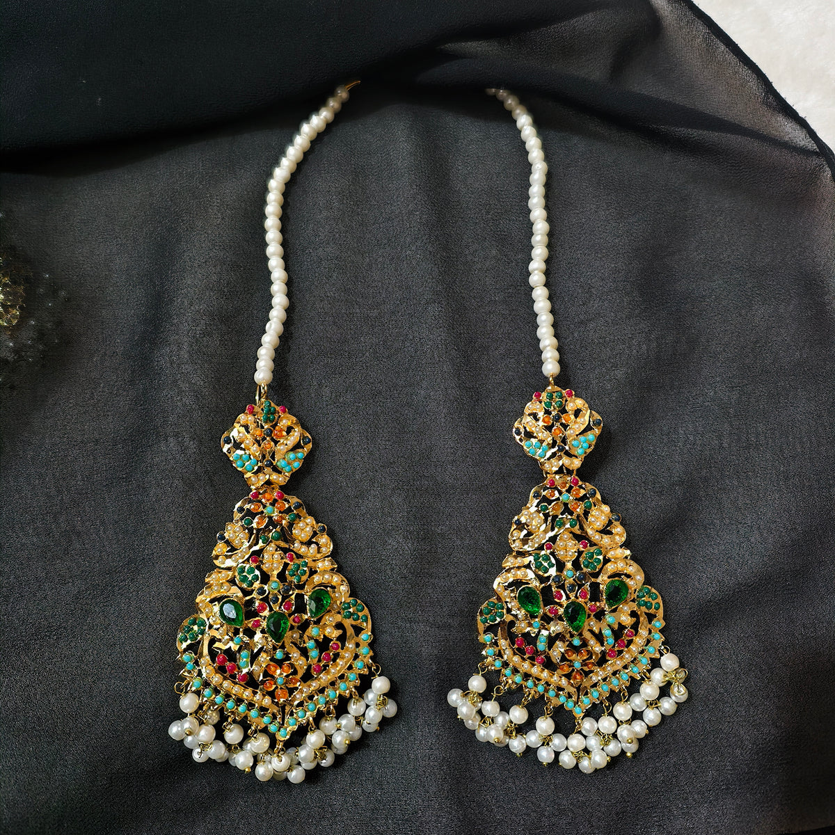 BEAUTIFUL NAURATAN BRIDAL JEWELLERY SET