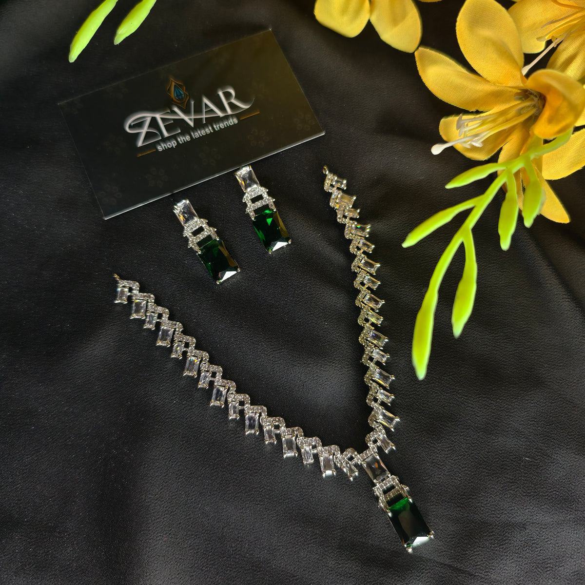 Delicate Luxury AD Zircon Necklace Set with Earrings – Elegant & Lightweight Party Wear Jewelry