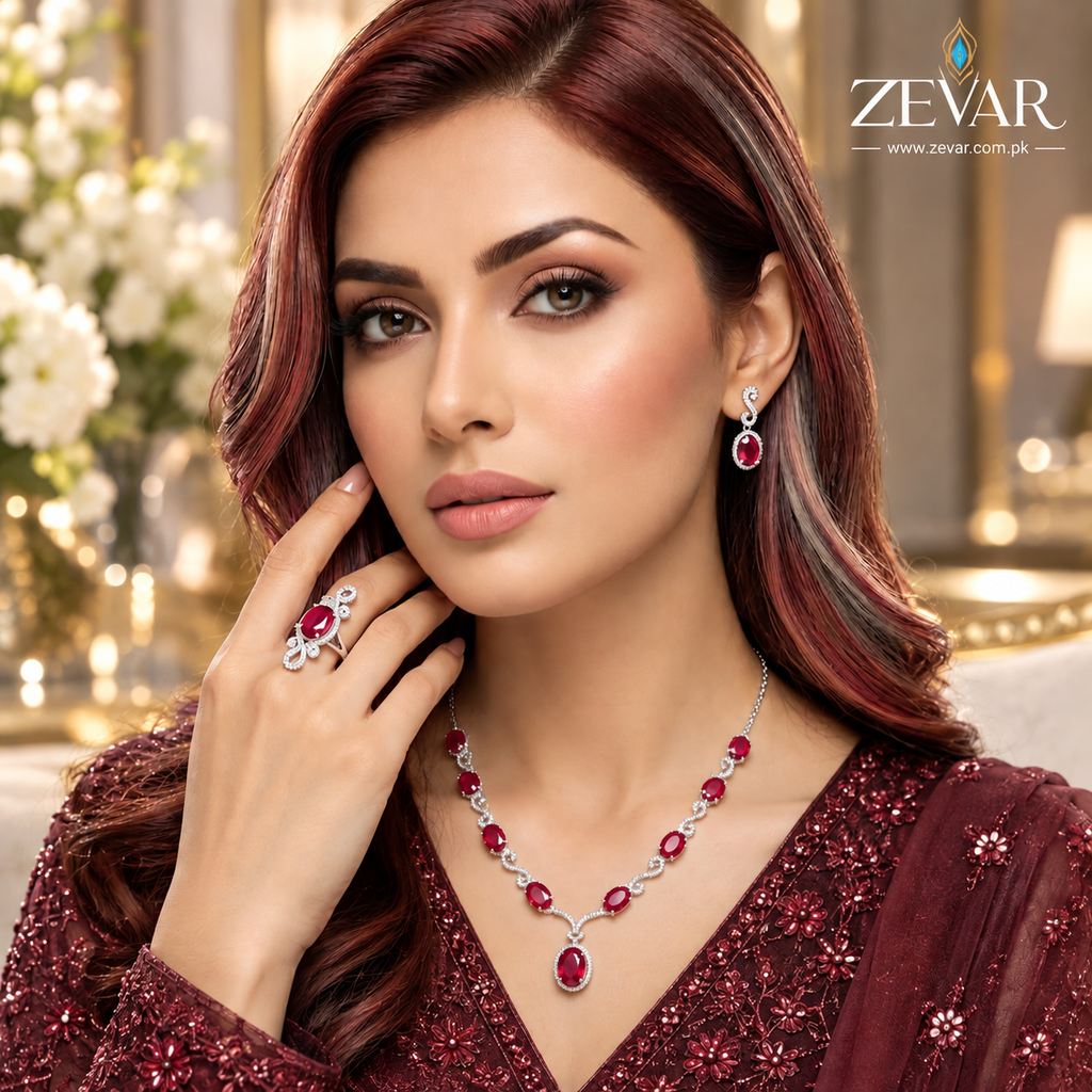 Premium AD Zircon Elegant & Sleek Jewellery Set for Women – Party Wear & Special Occasions