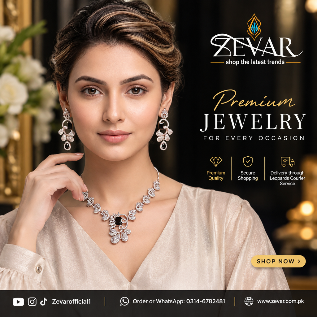 Velora Bloom AD Zircon Set | Premium Necklace & Earrings