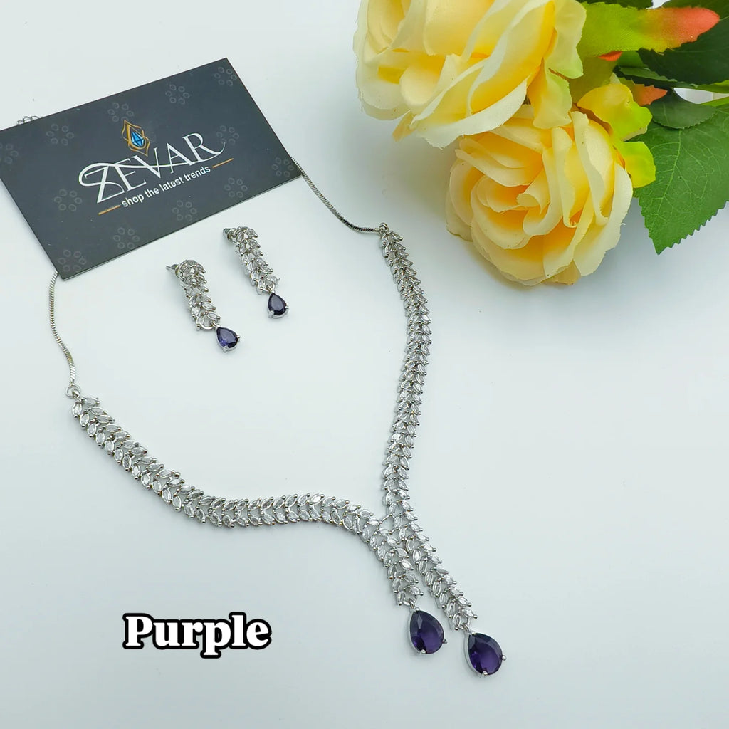 Elegant  Zircon Jewelry Set – Necklace & Earrings | Perfect for Weddings & Parties