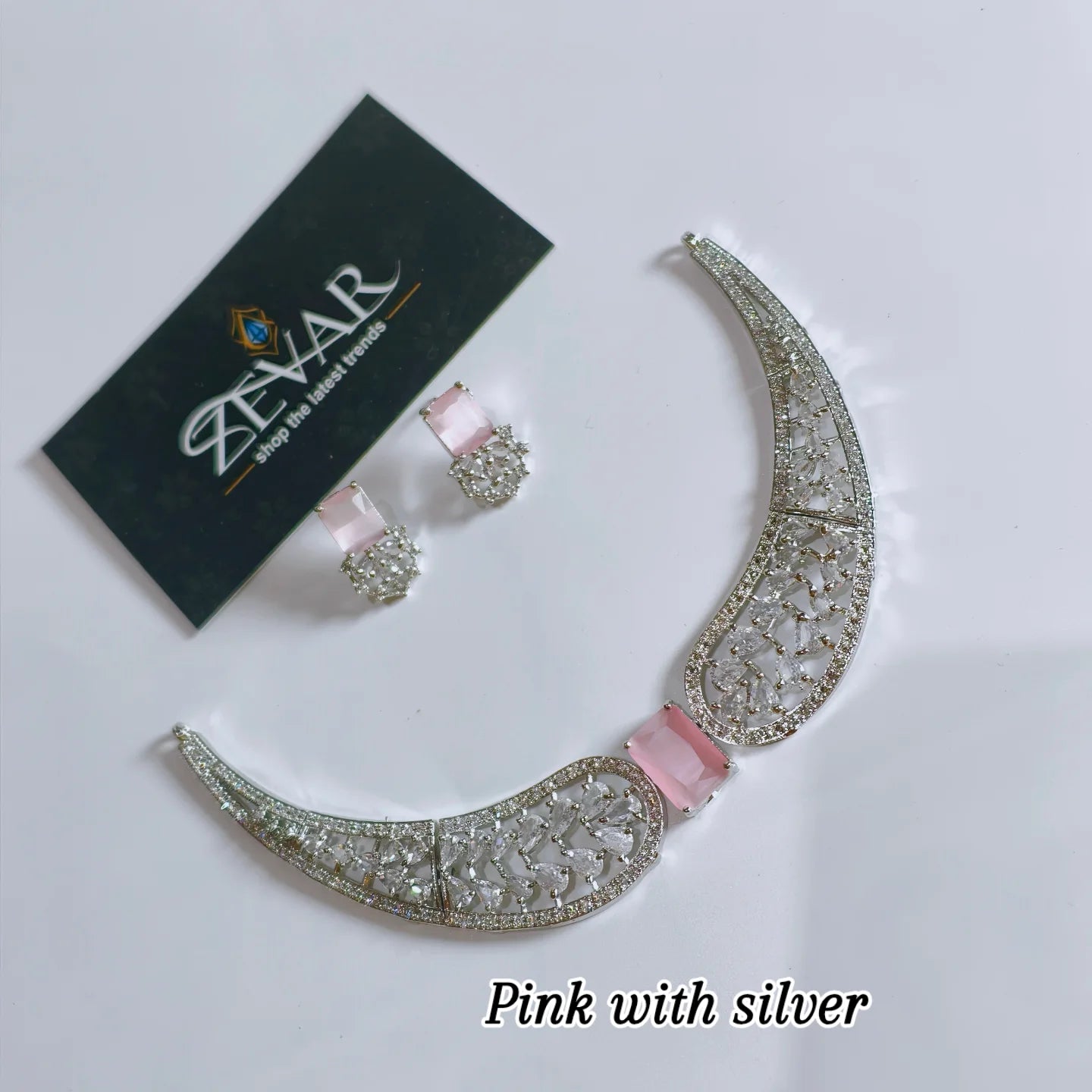 Elegant Butterfly AD Zircon Necklace Set with Matching Earrings | Luxury Silver Plated Party & Wedding Jewelry