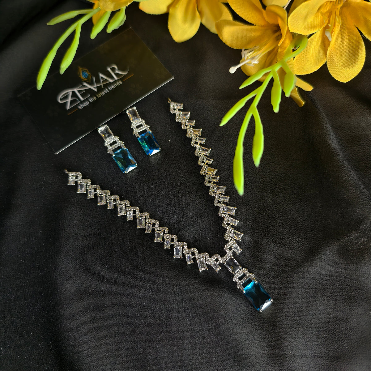 Delicate Luxury AD Zircon Necklace Set with Earrings – Elegant & Lightweight Party Wear Jewelry