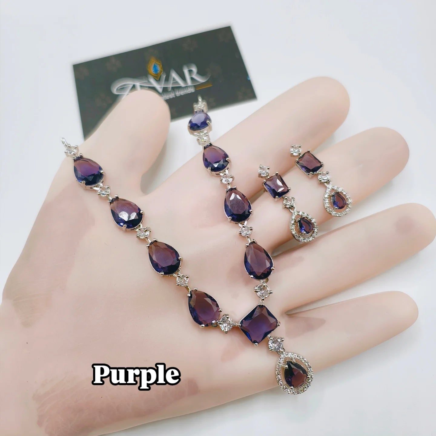 Elegant AD Zircon Necklace Set with Matching Earrings – Luxury Designer Jewelry for Wedding & Party