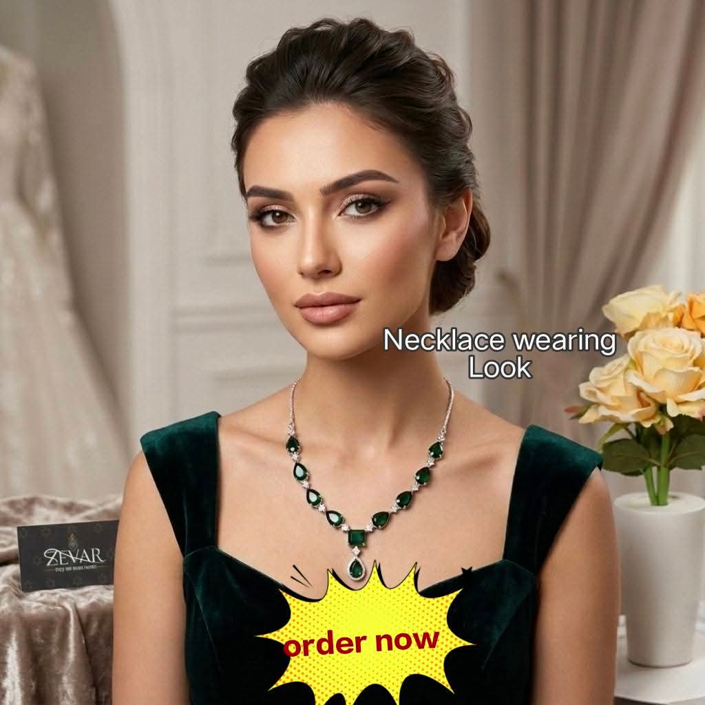 Elegant AD Zircon Necklace Set with Matching Earrings – Luxury Designer Jewelry for Wedding & Party