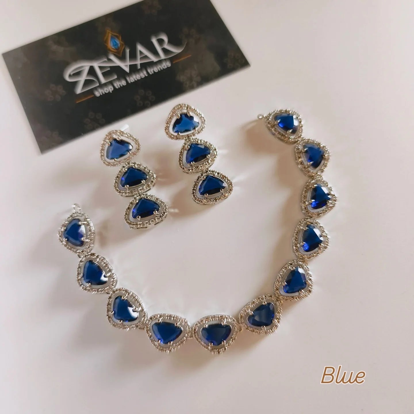 Luxury AD Zircon Necklace Set with Earrings – Elegant Eid & Party Jewelry