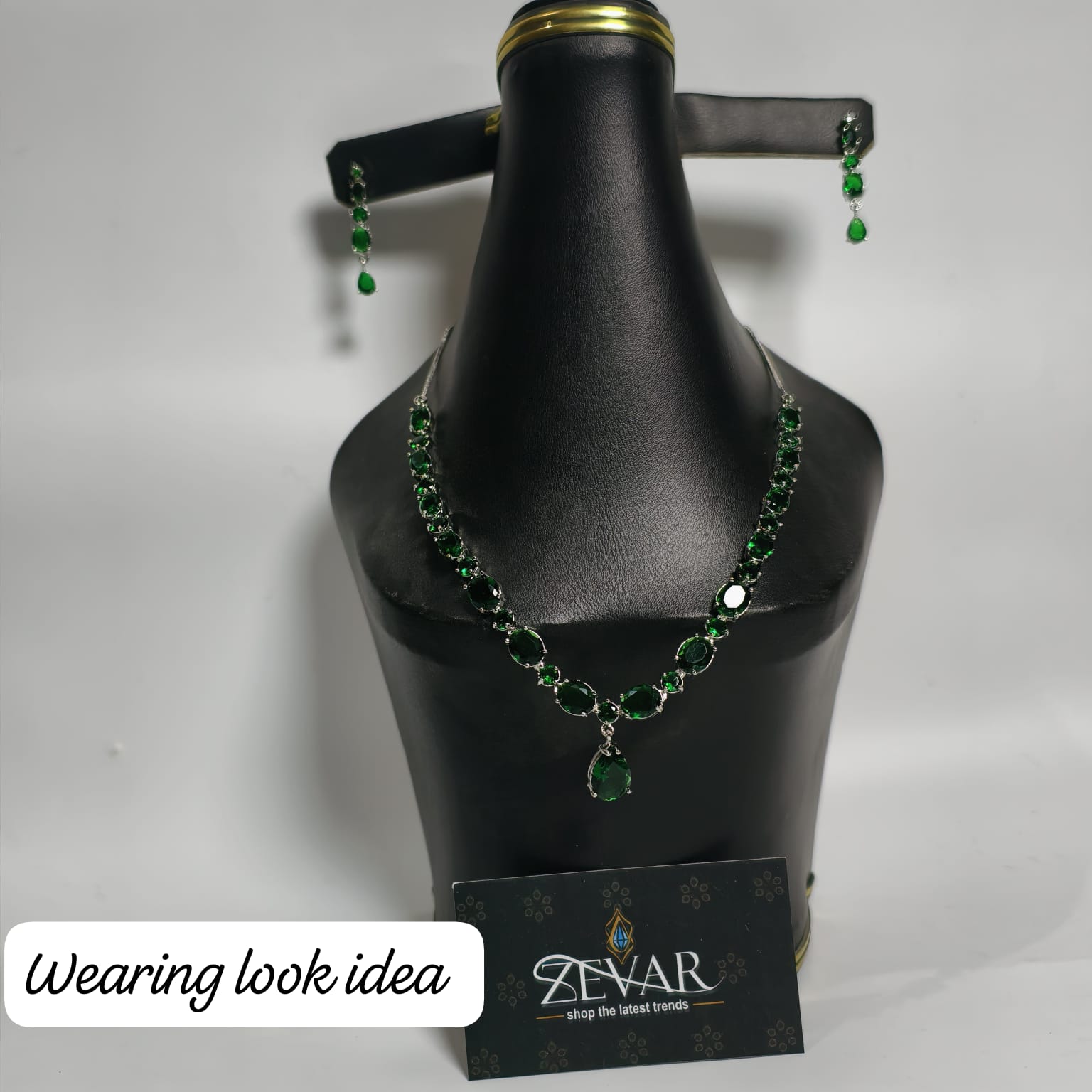Luxury AD Zircon Stone Party Wear Jewelry Set for Women – Premium Sparkling Necklace Set with Earrings